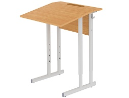 Стол с наклоном столешницы 10° школьный 1-местный 3-5 г/р регулируемый (бук, м/к серый, плоскоовальная труба)
