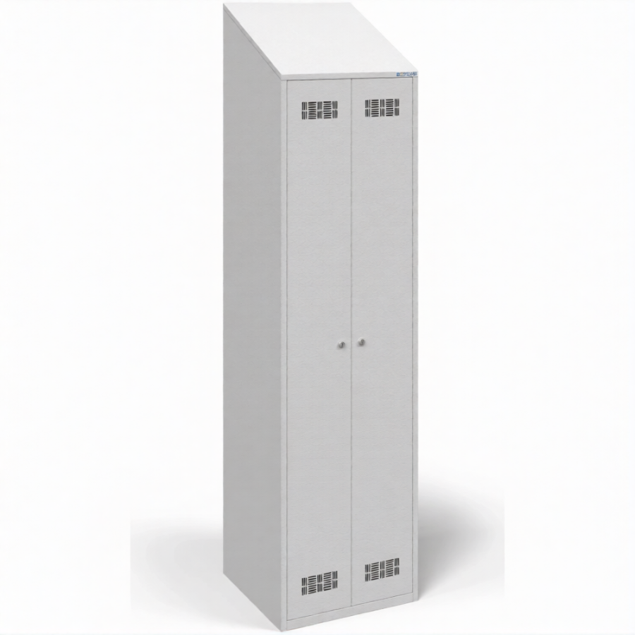 Шкаф для одежды металлический ШРВ-ДВ-500 двухстворчатый с наклонной крышей