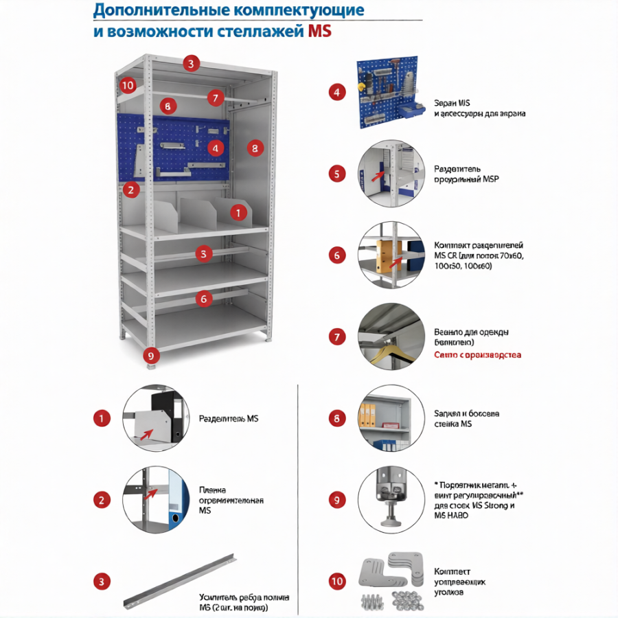Стеллаж MS STRONG 1850х1200х800 (4 полки)