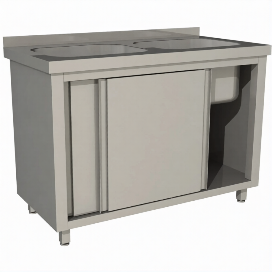 Стол производственный купе СПЗК2М-16/6-БП с моечной ванной