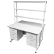 Стол лабораторный островной с надстройкой Сло 22.023 (белый)