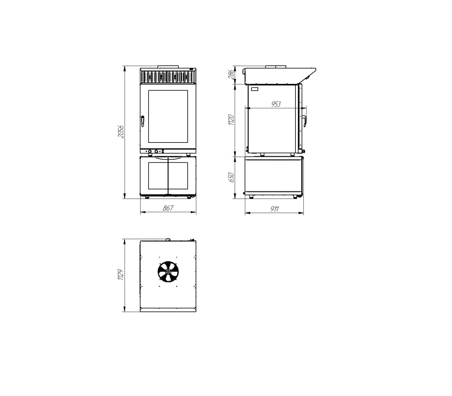 ЗОНТ вытяжной встраиваемый ЗВВ-10-6/4 для печей  КЭП-10