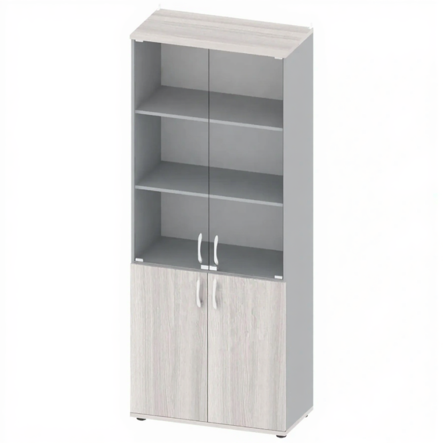 Шкаф для документов, канцелярский, стекло, 1800 мм ШК-ДУ-3-1, Ясень Шимо Светлый