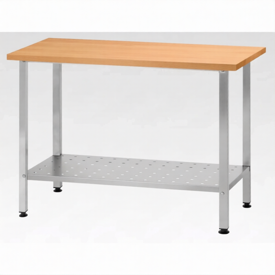 Стол кондитерский СПРн 860х1500х800 «Norma Inox» бук/40 (полка перф.; ножка проф., тр. 40х40)