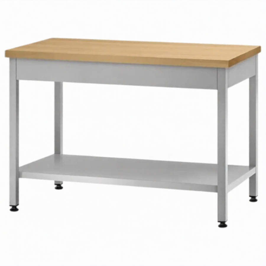 Стол кондитерский СПРп 860х1500х700 «Profi Ral», на 6-ти ногах, бук/40 (полка сплошная)