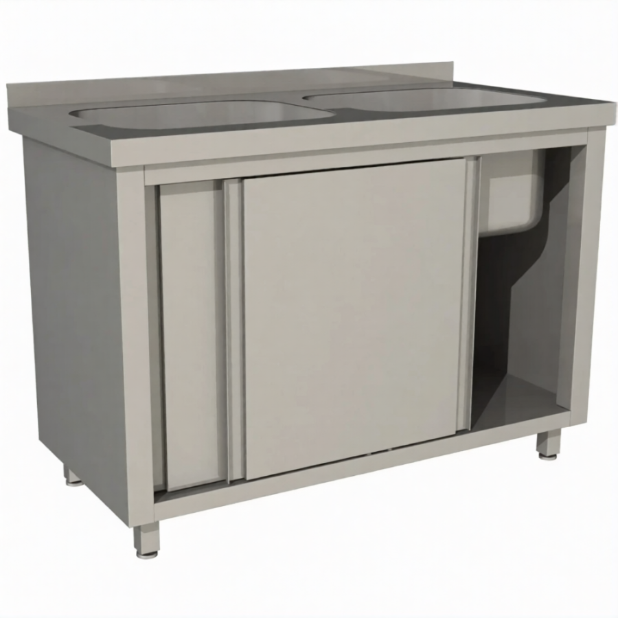 Стол производственный купе СПЗК2М-16/6-БП с моечной ванной