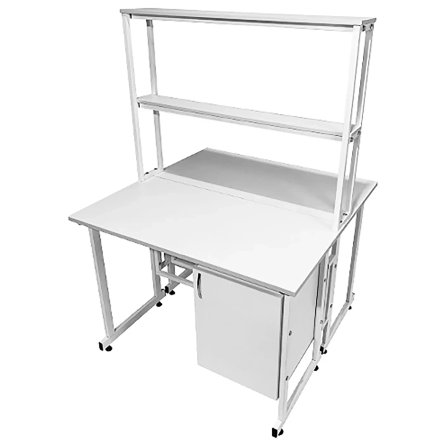 Стол лабораторный островной с надстройкой Сло 22.014 (белый)